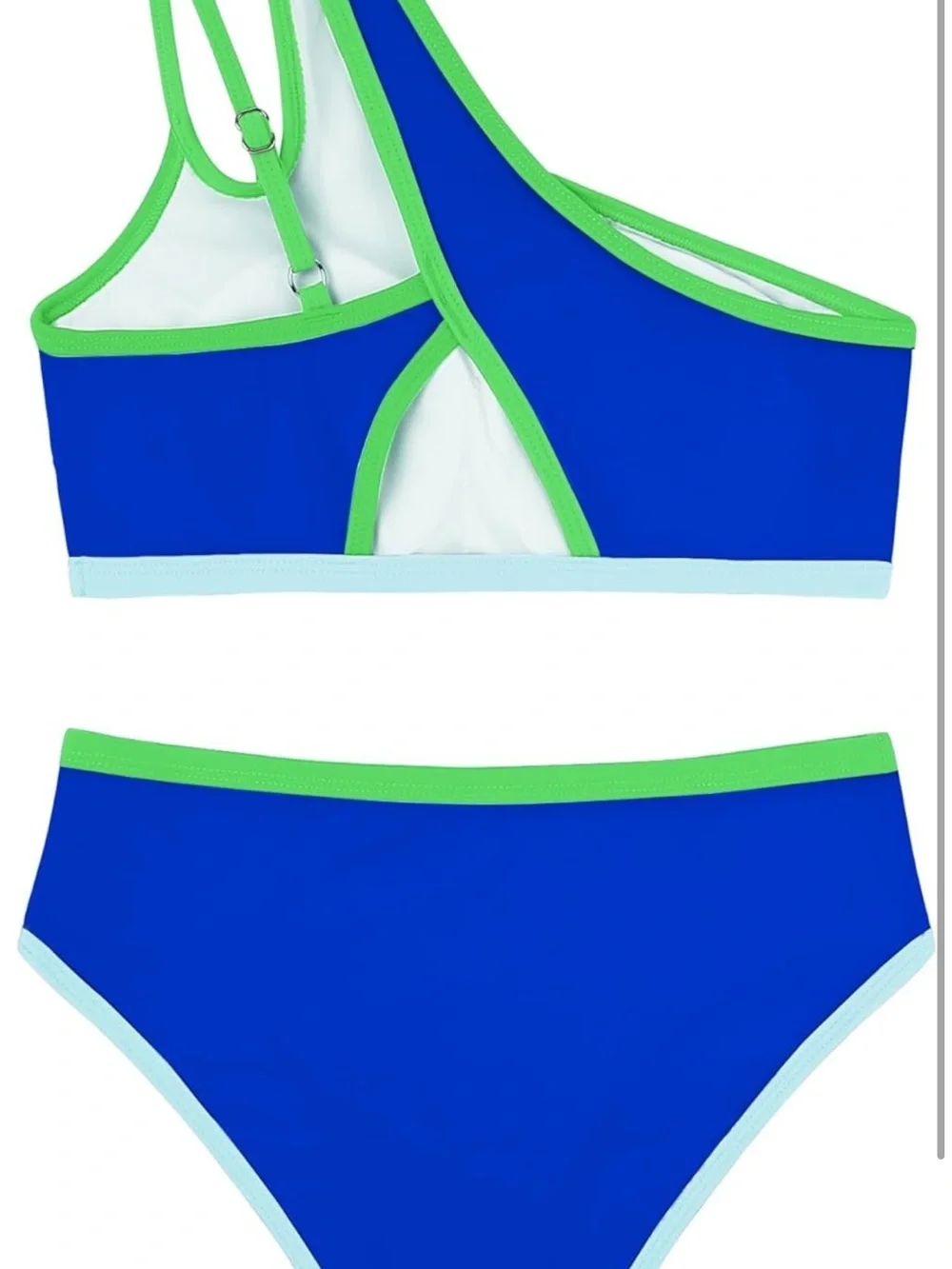 Two Piece One Shoulder Bathing Suit with Chest Pad (13-14Y) 1264/10-1